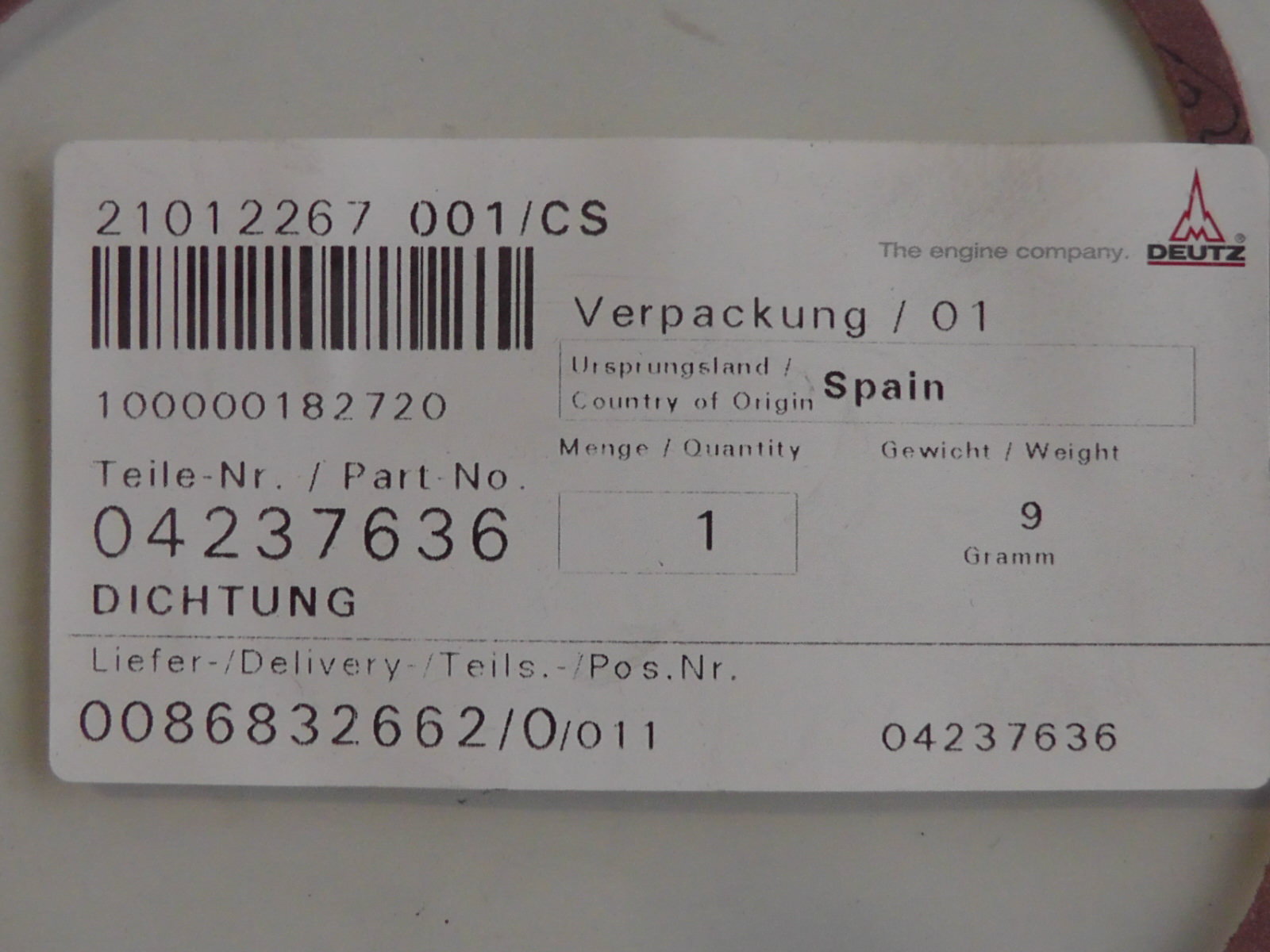 0423 7636 Dichtung
